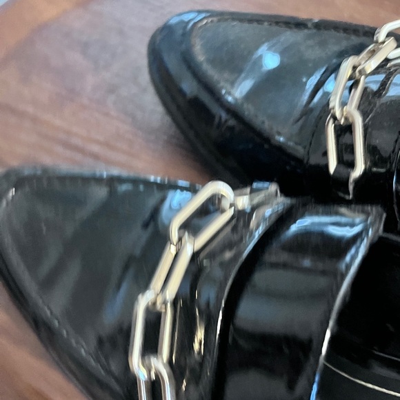 Zara black patent leather loafers  with gold hardware . size 9.5 US/European 40 - Picture 5 of 10